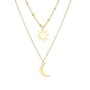 Multi-layer Sun Moon Pendant Necklace for Women