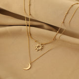 Multi-layer Sun Moon Pendant Necklace for Women