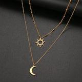 Multi-layer Sun Moon Pendant Necklace for Women
