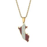 Peru Map Pendant Necklace Enamel Flag Chain Jewelry