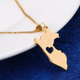 Stainless Steel Peru Map Pendant Necklace