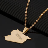 Syria Map Pendant Necklace Stainless Steel Chain Jewelry