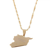 Syria Map Pendant Necklace Stainless Steel Chain Jewelry