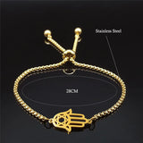 Stainless Steel Fatima Hamsa Hand Bracelet Women/Men Islam Hexagram Bracelet