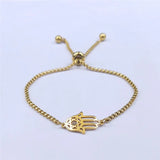 Stainless Steel Fatima Hamsa Hand Bracelet Women/Men Islam Hexagram Bracelet