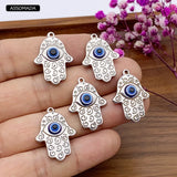 Stainless Steel Fatima Hand Evil Eyes Charms Pendant Necklace