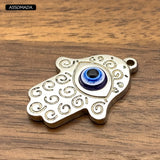Stainless Steel Fatima Hand Evil Eyes Charms Pendant Necklace