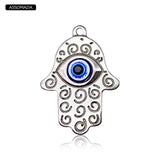Stainless Steel Fatima Hand Evil Eyes Charms Pendant Necklace