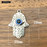 Stainless Steel Fatima Hand Evil Eyes Charms Pendant Necklace