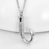 Stainless Steel FishingHook Pendant Necklace Cremation Urn