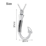Stainless Steel FishingHook Pendant Necklace Cremation Urn
