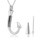 Stainless Steel FishingHook Pendant Necklace Cremation Urn