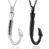 Stainless Steel FishingHook Pendant Necklace Cremation Urn