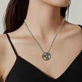 Stainless Steel Fitness Necklace Weight Plate Pendant Silver Barbell Dumbbell