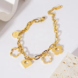 Stainless Steel Clover Flower Charm Bracelet Women Chain Jewelry