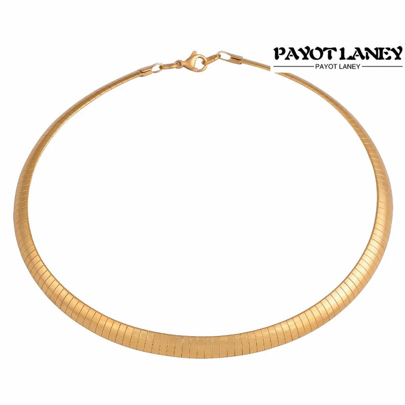 Stainless Steel Flat Choker European Necklace For Women Men