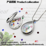 Stainless Steel Floating Glass Locket Chains Necklace Pendant Charms Drop Shape