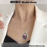 Stainless Steel Floating Glass Locket Chains Necklace Pendant Charms Drop Shape