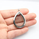 Stainless Steel Floating Glass Locket Chains Necklace Pendant Charms Drop Shape