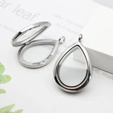 Stainless Steel Floating Glass Locket Chains Necklace Pendant Charms Drop Shape