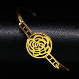 Stainless Steel Flower Bangles For Women - B6117BS07