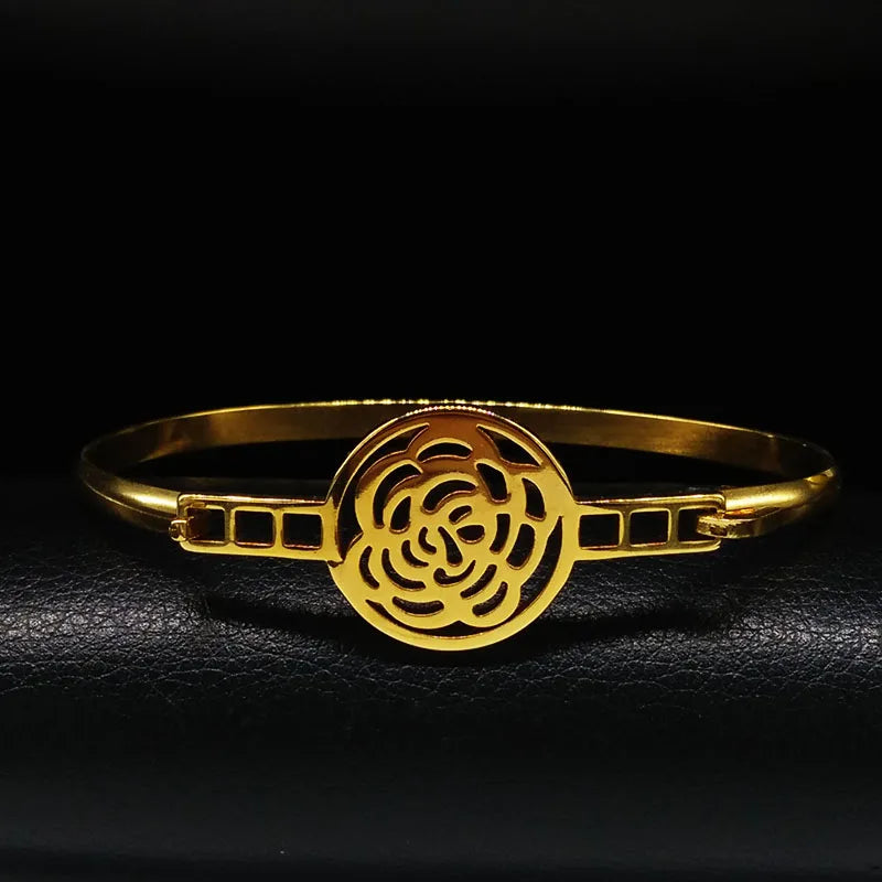 Stainless Steel Flower Bangles For Women - B6117BS07