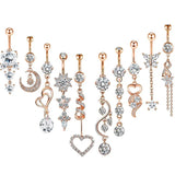 Stainless Steel Flower Belly Piercing Set 14G Butterfly Belly Button Ring Bulk