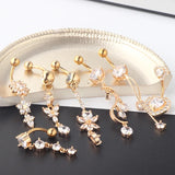 Stainless Steel Flower Belly Piercing Set 14G Butterfly Belly Button Ring Bulk