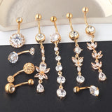 Stainless Steel Flower Belly Piercing Set 14G Butterfly Belly Button Ring Bulk