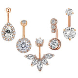 Stainless Steel Flower Belly Piercing Set 14G Butterfly Belly Button Ring Bulk