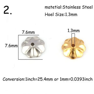Stainless Steel Flower Charms Pendants Ear cap Bead Caps Charms For Jewelry
