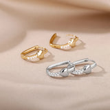 Stainless Steel Flower Hoop Earrings Dainty Geometry Wedding Jewelry
