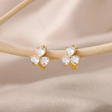 Stainless Steel Flower Hoop Earrings Dainty Geometry Wedding Jewelry