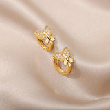 Stainless Steel Flower Hoop Earrings Dainty Geometry Wedding Jewelry