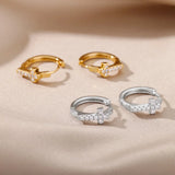 Stainless Steel Flower Hoop Earrings Dainty Geometry Wedding Jewelry