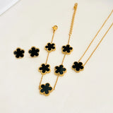 Flower Jewelry Set Christmas Charm Necklace Earrings Bracelet Women