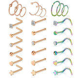 Stainless Steel Flower Nose Ring Set 20G Crystal Nose Piercing Studs