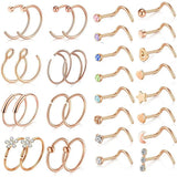 Stainless Steel Flower Nose Ring Set 20G Crystal Nose Piercing Studs