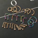 Stainless Steel Flower Nose Ring Set 20G Crystal Nose Piercing Studs