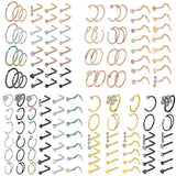 Stainless Steel Flower Nose Ring Set 20G Crystal Nose Piercing Studs