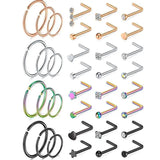 Stainless Steel Flower Nose Ring Set 20G Crystal Nose Piercing Studs