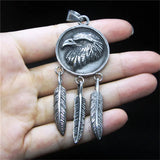 Stainless Steel Eagle Feather Pendant Necklace