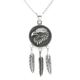 Stainless Steel Eagle Feather Pendant Necklace