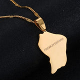 French Guiana Map Pendant Necklace Stainless Steel Women Jewelry