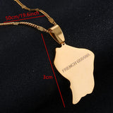 French Guiana Map Pendant Necklace Stainless Steel Women Jewelry