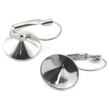 Stainless Steel French Lever Back Earrings with 12mm Circle Bezel Rivoli Stones