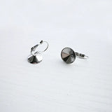 Stainless Steel French Lever Back Earrings with 12mm Circle Bezel Rivoli Stones