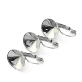 Stainless Steel French Lever Back Earrings with 12mm Circle Bezel Rivoli Stones