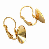 Stainless Steel French Lever Back Earrings with 12mm Circle Bezel Rivoli Stones