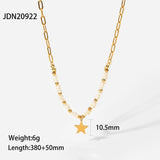 18k Beads Star Pendant Necklace Stainless Steel Freshwater Pearl Chain